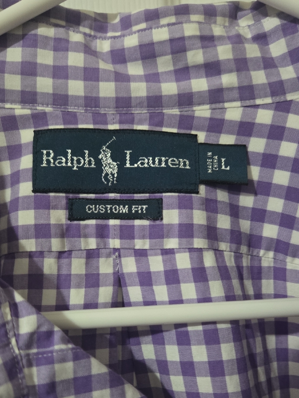 Ralph Lauren Purple and White Gingham Button-Down Shirt